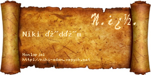 Niki Ádám névjegykártya